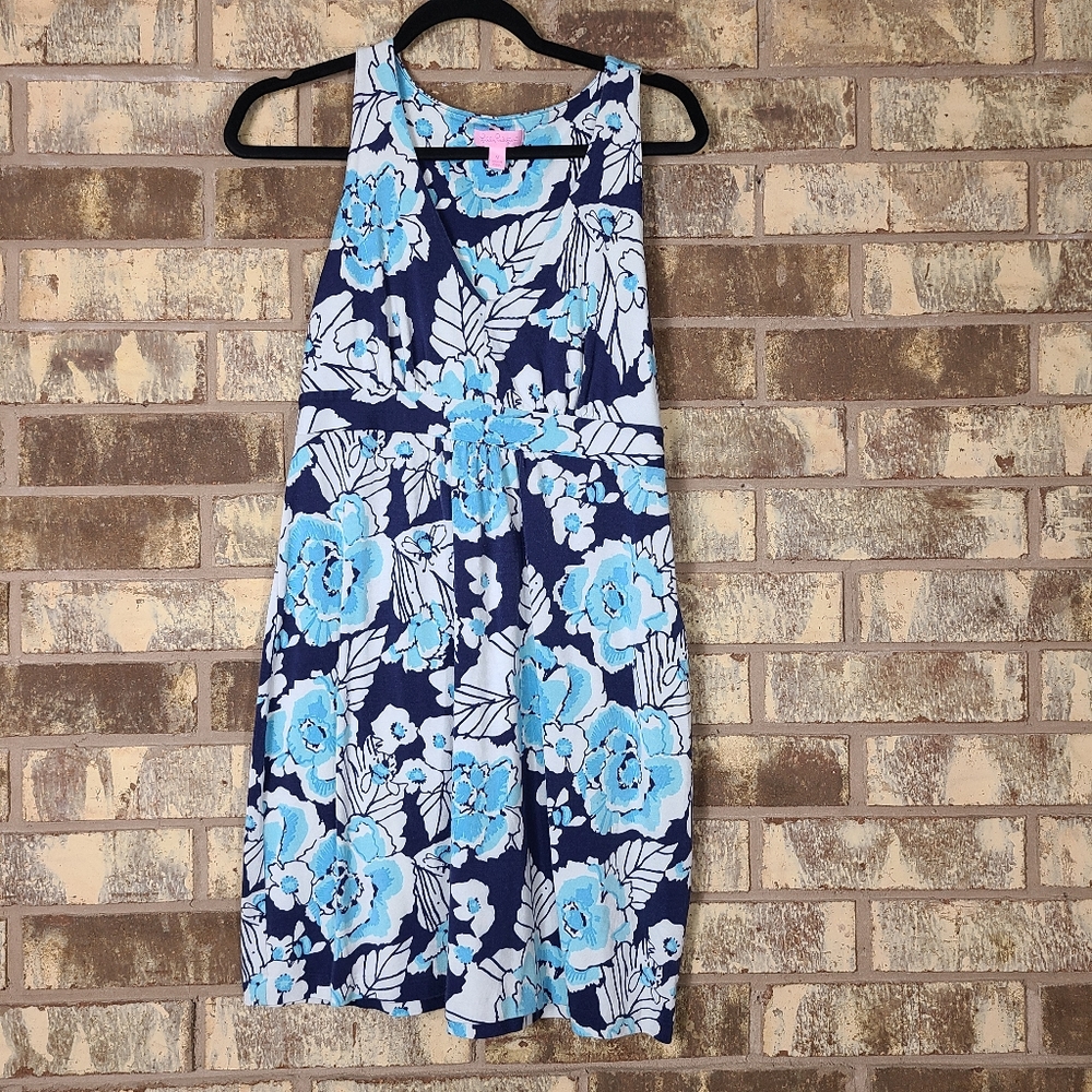 Lilly Pulitzer Blue Floral Dress Size Medium